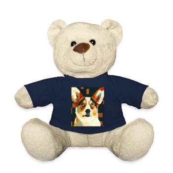 Corgi Portrait Kubismus Hund - Teddy - French Navy - Vorne