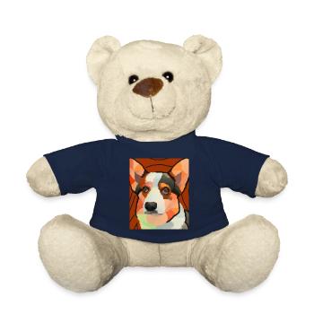 Corgi Portrait Kubismus Hund - Teddy - French Navy - Vorne