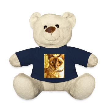 Siam Katzen Portrait Gustav Klimt Style Katze - Teddy - French Navy - Vorne