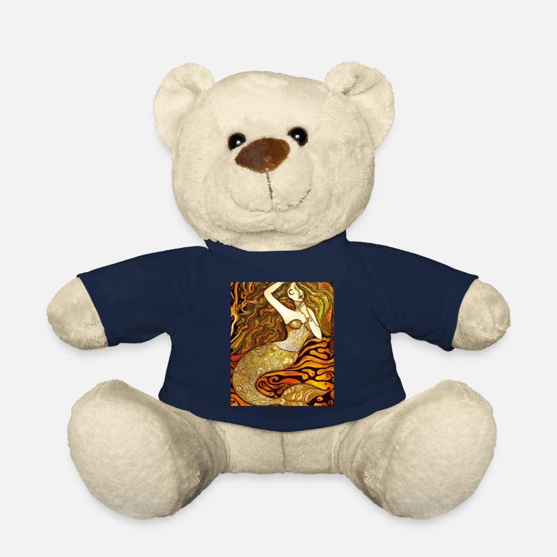 Mermaid Portrait Gustav Klimt Style - Teddy Bear - french navy