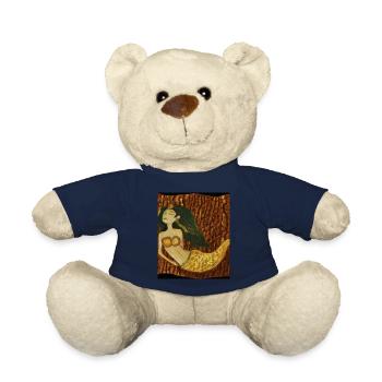 Mermaid Portrait Gustav Klimt Style - Teddy Bear - french navy - Front