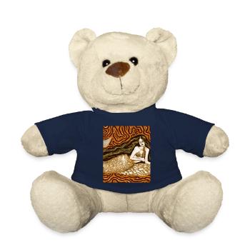 Mermaid Portrait Gustav Klimt Style - Teddy Bear - french navy - Front