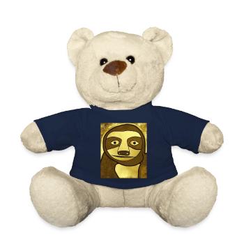 Sloth Portrait Funny Cubism Gustav Klimt - Teddy Bear - french navy - Front