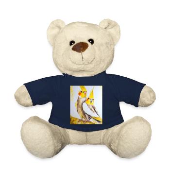 Cockatiel Couple Gustav Klimt Style - Teddy Bear - french navy - Front