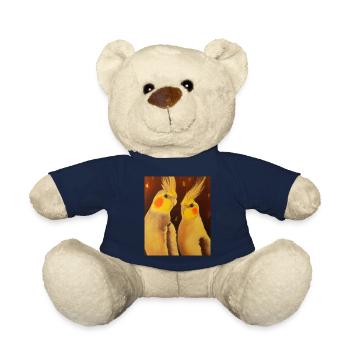 Cockatiel Couple Gustav Klimt Style - Teddy Bear - french navy - Front