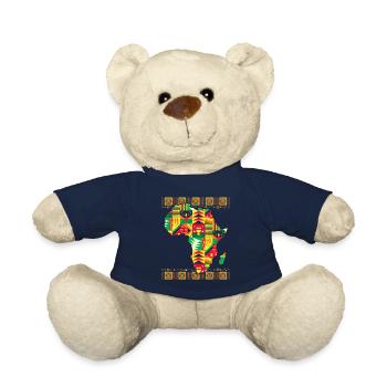 Carte africaine Kente Art Noir Afro - Nounours - bleu marine - Devant