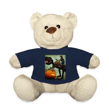 Halloween Dino Boy Riding Dinosaurs - Teddy Bear - french navy - Front