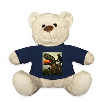Halloween Dino Boy Riding Dinosaurs - Teddy Bear - french navy - Front