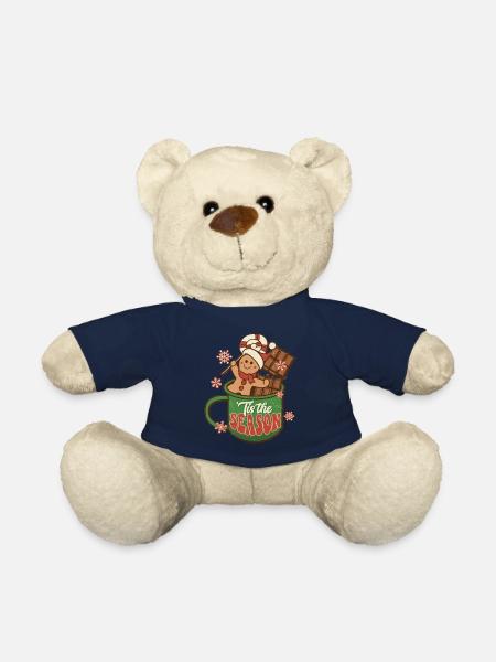 Retro Christmas Jingle Hot Cocoa Tis La Saison - Nounours - bleu marine