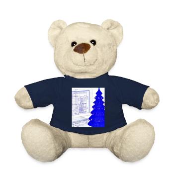 Christmas Christmas Tree Schematic Blueprint - Teddy Bear - french navy - Front