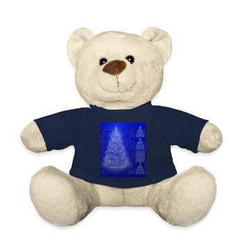 Christmas Christmas Tree Schematic Blueprint - Teddy Bear - french navy - Front