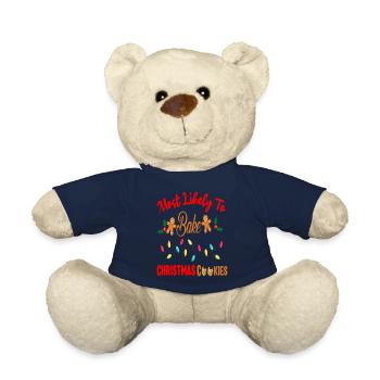 Most Likely To Bake Christmas Cookies Funny Baker - Teddy Bear - french navy - Front