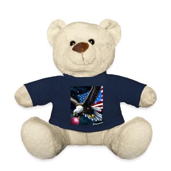 American Christmas White-tailed Eagle with US Flag - Teddy Bear - french navy - Front