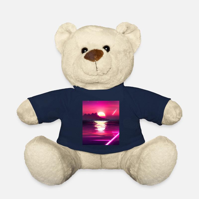 Vaporwave Sun Synthwave Sunset - Teddy - French Navy
