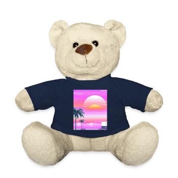 Vaporwave Sun Synthwave Sunset Palms - Teddy Bear - french navy - Front
