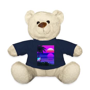 Vaporwave Sun Synthwave Sunset Palms - Teddy Bear - french navy - Front