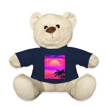 Vaporwave Sun Synthwave Sunset Palms - Teddy Bear - french navy - Front