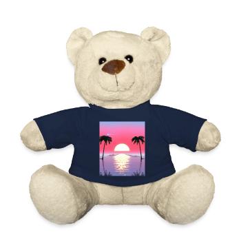 Vaporwave Sun Synthwave Sunset Palms - Teddy Bear - french navy - Front