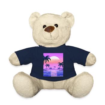 Vaporwave Sun Synthwave Sunset Palms - Teddy Bear - french navy - Front