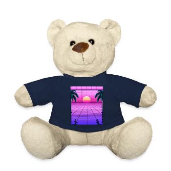 Vaporwave Sun Synthwave Sunset Palms - Teddy Bear - french navy - Front