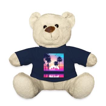 Vaporwave Sun Synthwave Sunset Palms - Teddy Bear - french navy - Front