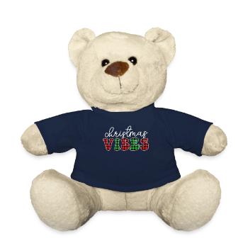 Christmas Vibes Buffalo Plaid Retro Christmas - Teddy Bear - french navy - Front