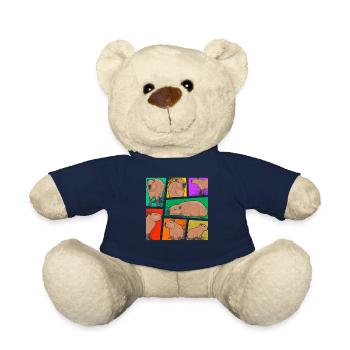 Capybara Pop Art Coloré Rongeur Animal Amour - Nounours - bleu marine - Devant