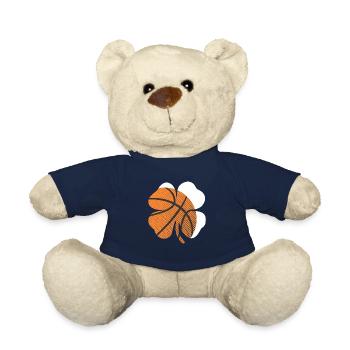 St Patricks Day Shamrock Basketball Saint Paddy's - Teddy Bear - french navy - Front