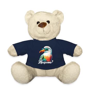 Husum Urlaub coole bunte Möwe mit Sonnenbrille - Teddy - French Navy - Vorne