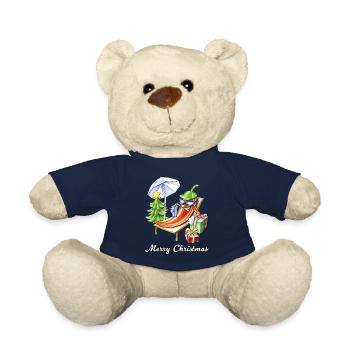 A Chili Merry Christmas under Sunshade and Tree - Teddy Bear - french navy - Front
