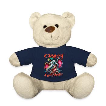 Crazy but Awesome Zebra Comic Style - Teddy Bear - french navy - Front