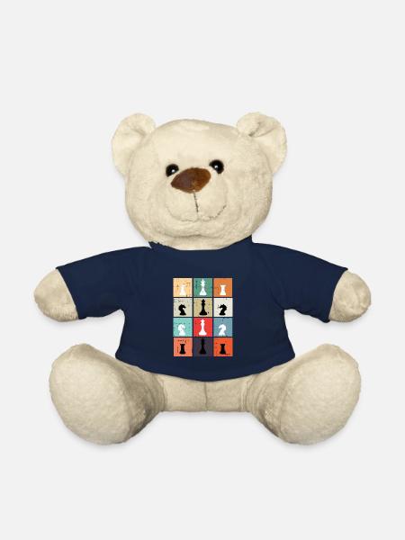 Échecs échiquier roi reine chevalier cadeau - Nounours - bleu marine