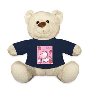 Kawaii Rosa Erdbeere Kuhmilch Shake Otaku Anime - Teddy - French Navy - Vorne