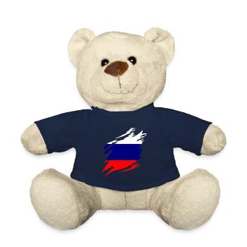Russia Flag Vintage Russian Flag Used Look - Teddy Bear - french navy - Front