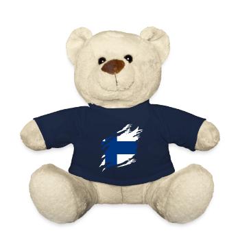Drapeau finlandais Suomi Drapeau finlandais Look utilisé - Nounours - bleu marine - Devant