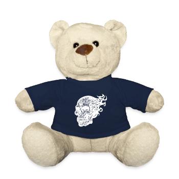 Brennender Tattoo Feuer Schädel - Teddy - French Navy - Vorne