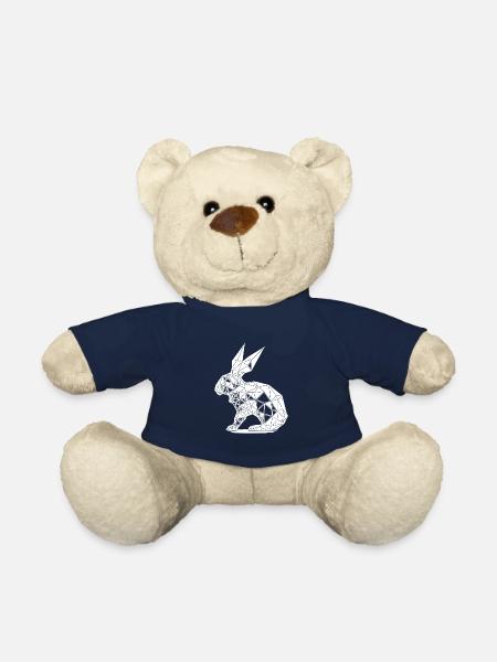 Geometric Rabbit Geometry Lines Rabbit - Teddy Bear - french navy
