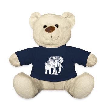 Elephant - Large safari proboscis with tusks - Teddy Bear - french navy - Front
