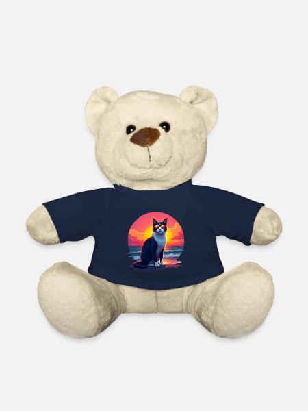 Cat on the beach - Teddy Bear - french navy