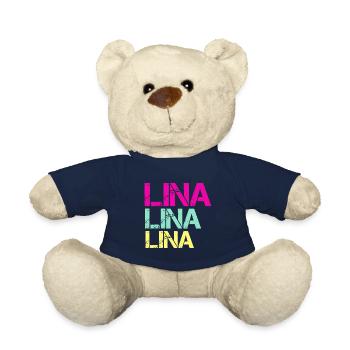 Lina Name Linas First Name Gift Ideas Lienchen - Teddy Bear - french navy - Front