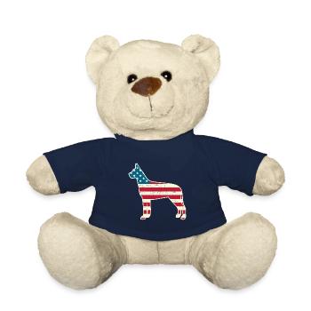 4th of July Great Dane American Flag Dog USA - Teddy Bear - french navy - Front