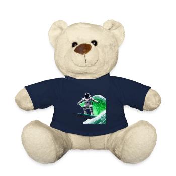 Green Waves Surfing Astronaut - Teddy Bear - french navy - Front