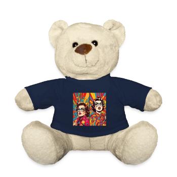 funny pop art women - Nounours - bleu marine - Devant