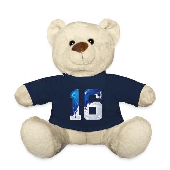 NR. 16 NUMMER 16 BLAU WEIß 16. GEBURTSTAG - Teddy - French Navy - Vorne