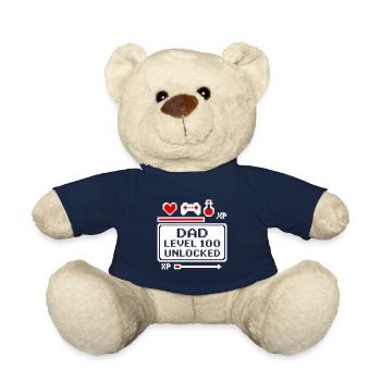 Dad Level 100 Geek Gamer Gaming Father's Day - Teddy Bear - french navy - Front