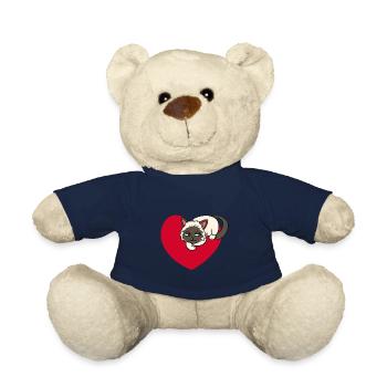 Herz Katze Hauskatze Haustier Kinder Tierfreund - Teddy - French Navy - Vorne