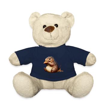 Pizza Loving Dinosaur - Teddy Bear - french navy - Front