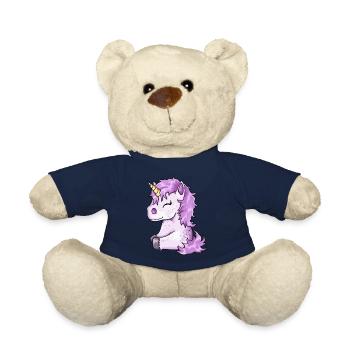 Poulain licorne rose mignon - Nounours - bleu marine - Devant
