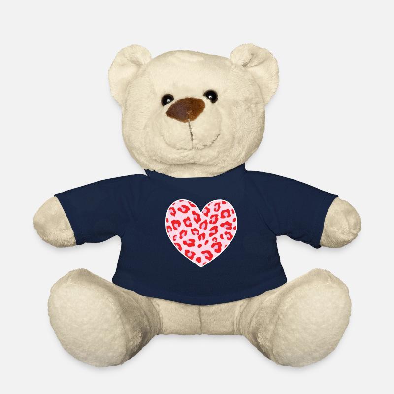 Leopard Print Pink Heart Shape Animal Cheetah Prin - Teddy Bear - french navy