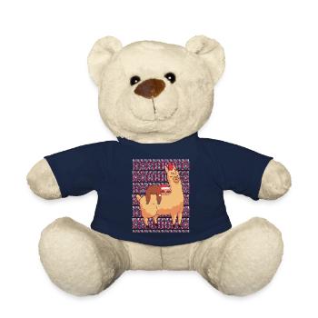 Ugly Christmas Sweater Sloth with Alpaca - Teddy Bear - french navy - Front